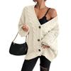 Women's Fashion Loose Cable-knitted Long Sleeve Cardigan Jacket