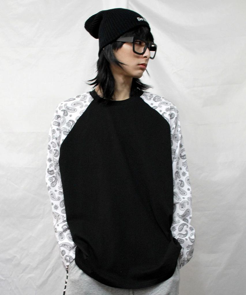 Deumakeu Box Fit Raglan Sleeve Paisley T-Shirt White