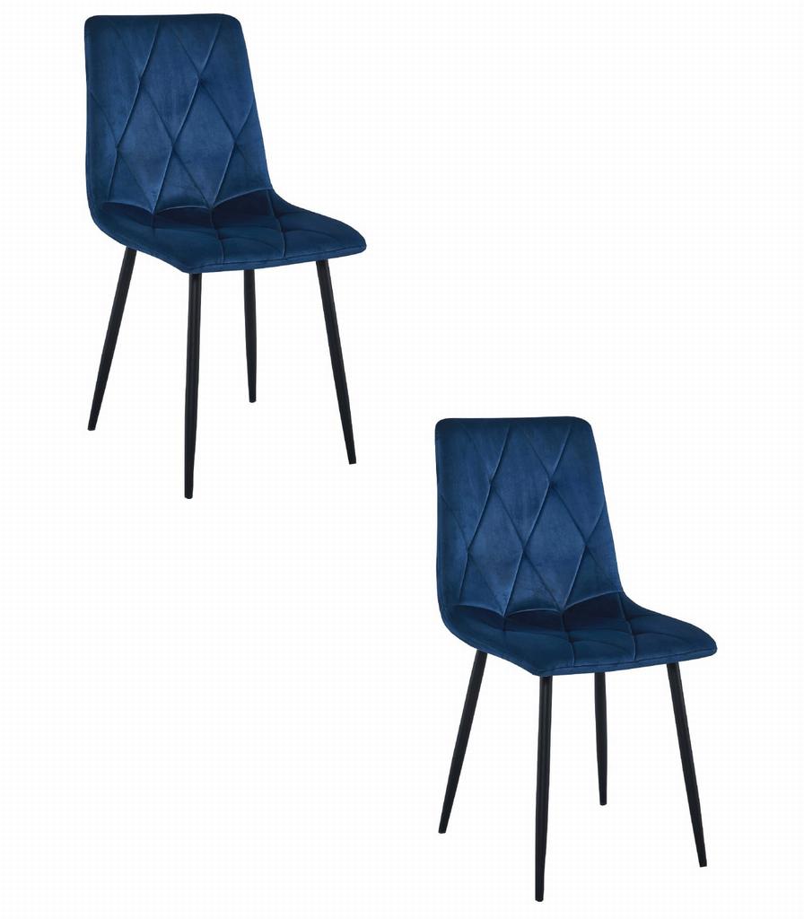 LIBRA Chair - Navy Blue Velvet / Black Legs X 2