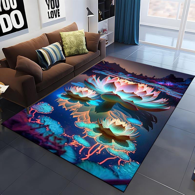 Lotus Flower Carpet for Living Room Home Decoration Sofa Table Big Area Rugs Bathroom Non-slip Floor Mats Bedroom Bedside Carpet