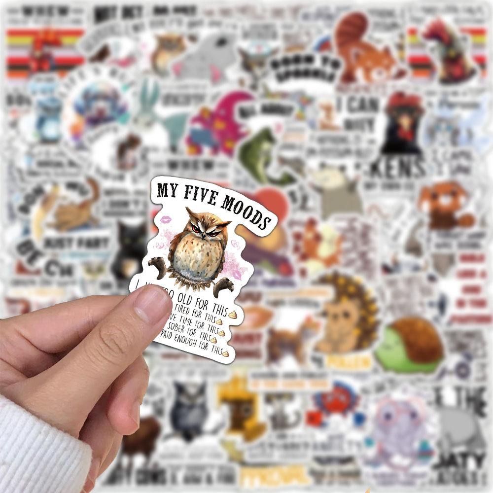 50 Creative and Funny Animal Quotes English Decorative DIY Hand Account Stickers Notebook Mobile Phone Case Tablet Stickers