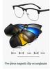 Black Semi-Metallic Clip-On Prescription Glasses with Polarized Grey Sunglasses