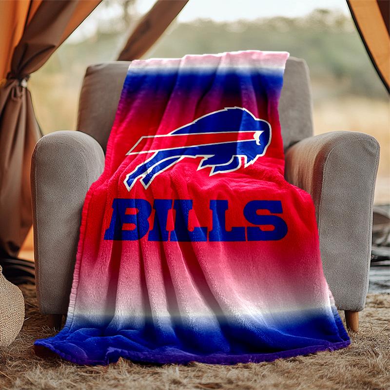 Bills Team Flannel Blanket Soft Warm All-Season Throw, Design for Camping, Car Travel, Hiking Sofa, Bed, Office Perfect Gift for Parties