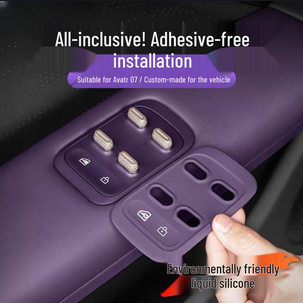 Silicone Door Window Lift Button Protector for Avatr 07 Car Interior
