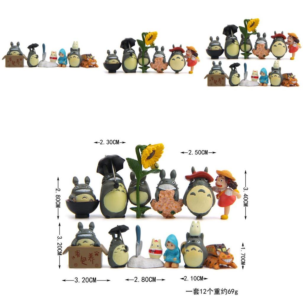 My Neighbor Totoro Cat Bus And Girl Anime Character Mini Model Ornament Set For Gift And Collectors