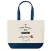 Tote bag - PLANETEE - Sac shopping fond bleu Bazar d'un Dimitri d'amour - Bleu - Coton - 40x45 cm
