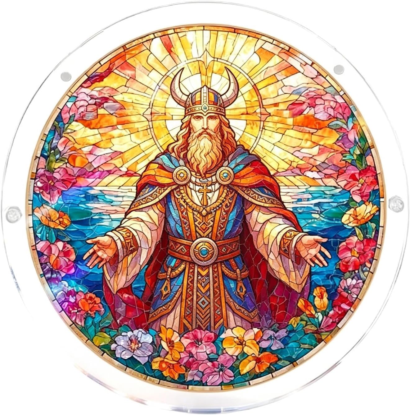 

2D Acrylic Puzzle Suncatcher Window Hanging Ornament Round Decorative Panel with Intricate Pattern for Home Office Decor Gift One Size