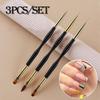 3Pcs Französisch Streifen Nail art Liner Pinsel Set Tipps Ultra-dünne Linie Zeichnung Stift Dual End UV Gel malerei Pinsel Maniküre Werkzeuge