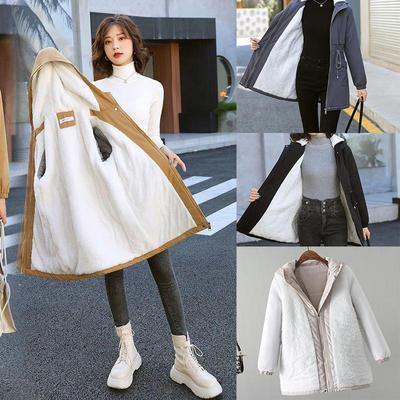 Nouveau manteau parka d'hiver doux et épais doublé en polaire pour femme, veste légère à capuche avec poches, manteaux chauds d'extérieur