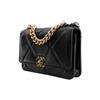 Chanel 19 Bag Woc 23p Diamond Pattern Knob Version Sheepskin Material Chain Bag Single Shoulder Messenger Bag Women'S Style Black