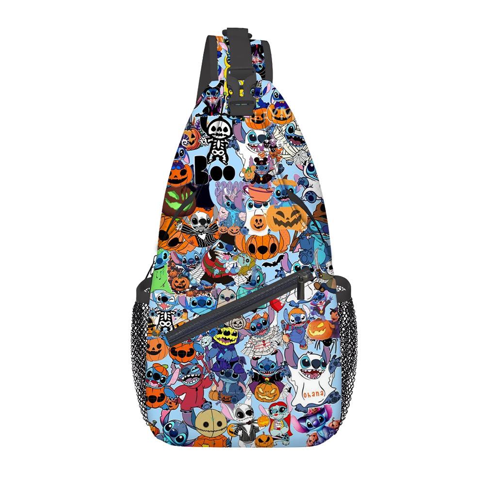 Breast Bag Women'S Fashion Oxford Cloth Cartoon Shoulder Messenger Bag Large Capacity Cycling Breast Bag