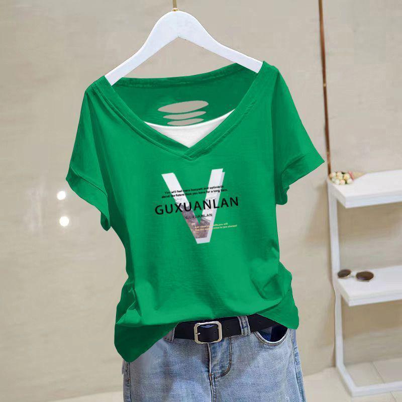 

2025 Women s Pure Cotton Versatile Loose-Fit Plus Size T-Shirt, Fashionable Half Sleeve Slimming Top 3XL