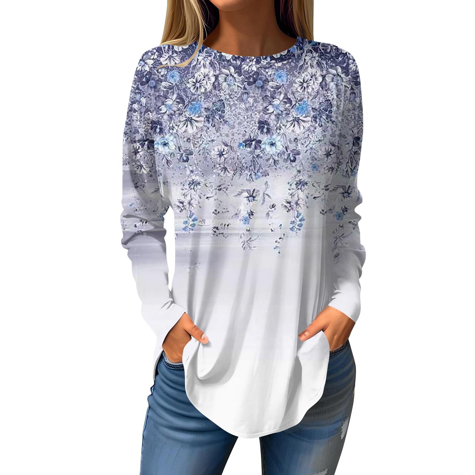 

Модные женские повседневные топы с длинными рукавами и круглым вырезом с принтом S белый