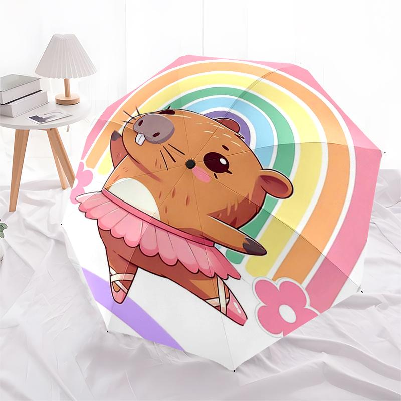 Reiseregenschirm mit Capybara-Motiv - 8 Rippen, Automatisches Öffnen und Schließen, Tragbares faltbares Design, Kompakter und stilvoller Schirm für unterwegs