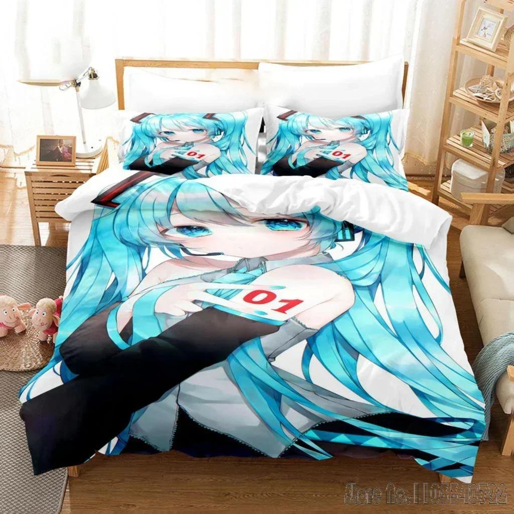 Anime Girls Hatsune Miku Weak Voice Duvet Cover Set HD Comforter Cover for Kids Bedding Sets Bedclothes Bedroom Decor