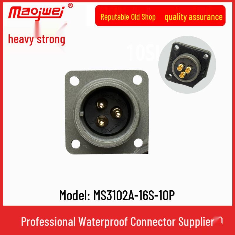Heavy Duty 3-Pin US Standard Male/Female Connector Plug Receptacle MS3106A16S-10S+MS3102A16S-10P