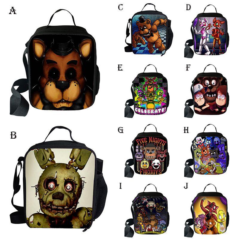 Large Capacity Five Nights At Freddy's 3d Printed Insulated Lunch Bag For Versatile Use