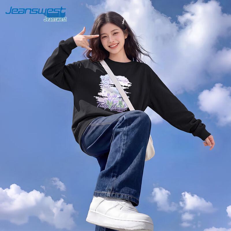 Jeanswest Women's Casual Crewneck Pullover Sweatshirt