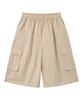 MOZMOZ Linen-Like Cargo Bermuda Wide Pants Beige