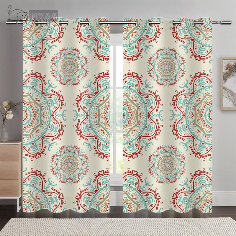 2 Curtains Exotic Bohemian Curtains Creative Personality Abstract Curtain Impression Pattern Classical Living Room Bedroom Shade