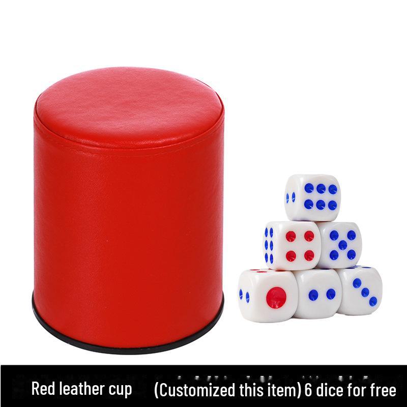 Trendy Leather Dice Cup Set - Creative Game with Colorful Dice