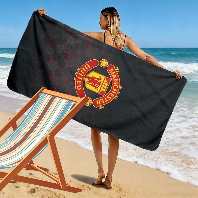 Manchester United F Print Beach Towel, Large Soft Quick Dry Towel for Beach Camping Swimming
