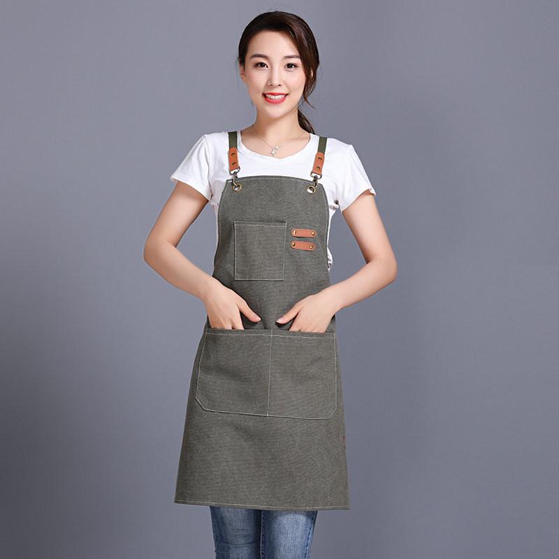 Waterproof Canvas Apron for Baking, Tea Shops, Nail Art, Florists, and Catering with Custom Logo Printing