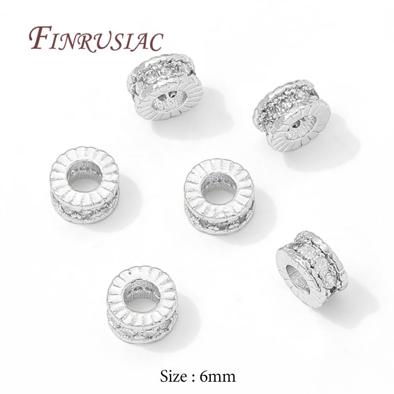 4mm 6mm 8mm 18K Gold Plated Brass with Zircon Round Spacer Beads For Beading,Metal Separator Beads,DIY Jewelry Making Supplies