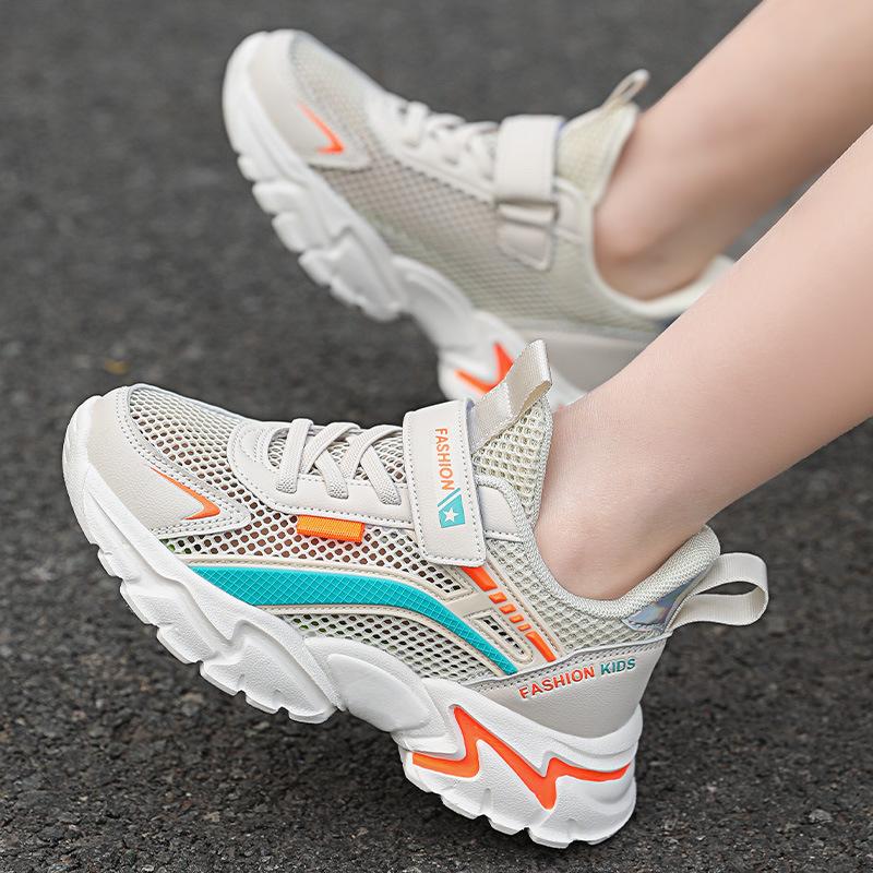 Children's sports shoes spring and summer mesh breathable middle and older children's casual running shoes boys and girls students low-top white shoes