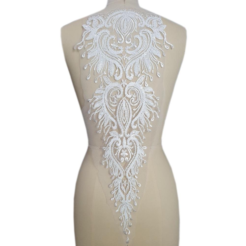 2 IN 1,Sequins Embroidery African Nigerian Fabric Diy Design Couture Clothes Costumes Patches Appliques For Sew On Wedding Dress