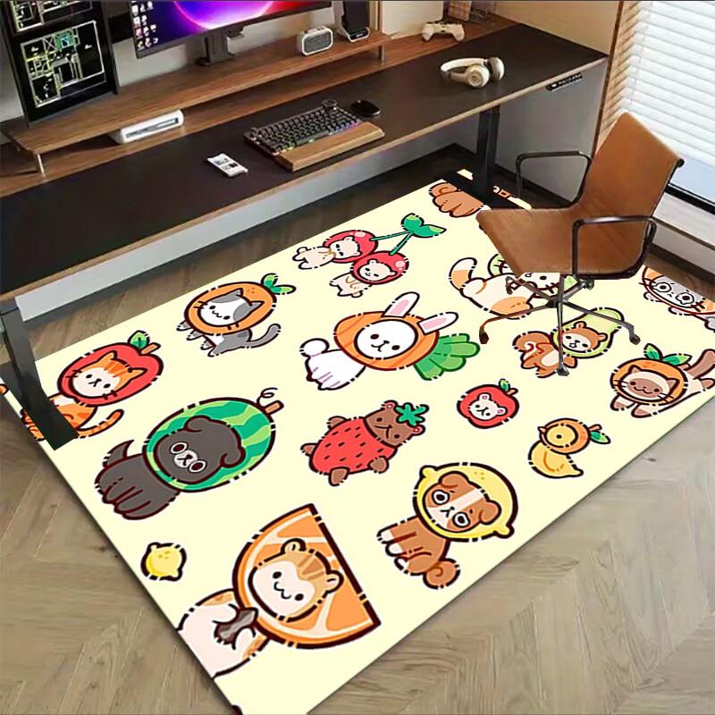 1PC Cat Fruit Extra Large Non-Slip Floor Carpet, Office, Family, Bedroom, Studio - Large Area Rug Indoor Rugs, Vibrant Colors-A294