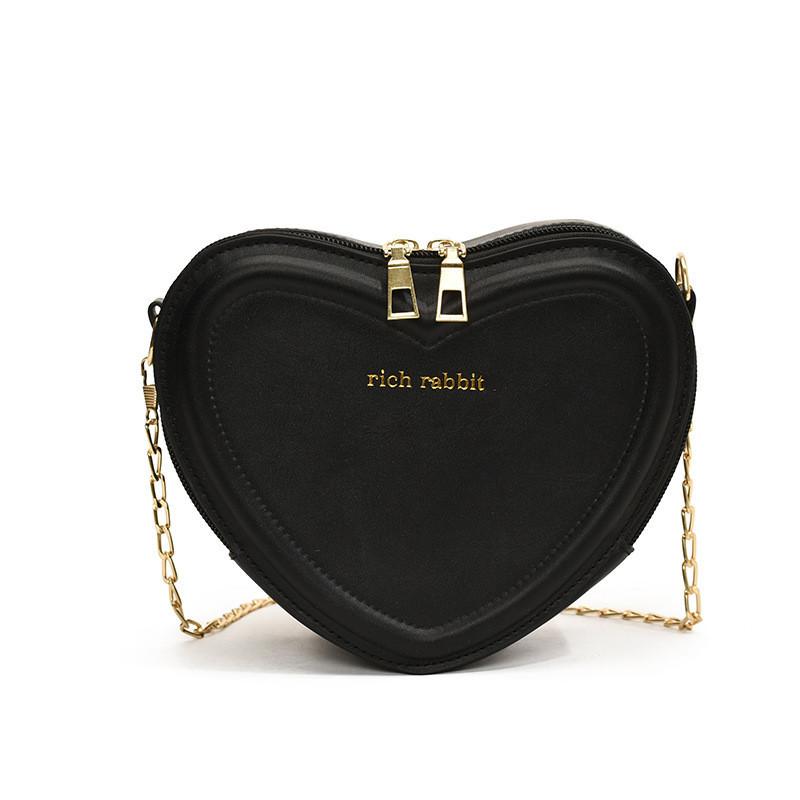 Trendy Ins Style Heart Bag Pu Material Sweet Fresh Shoulder Bag For Ladies