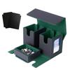 Deck Trading Card Case with Display Holds 200 Includes 4 Dividers and 2 Top Leather with Green Case, Window, Cards, 3-in-1 Double/Triple Sleeves,