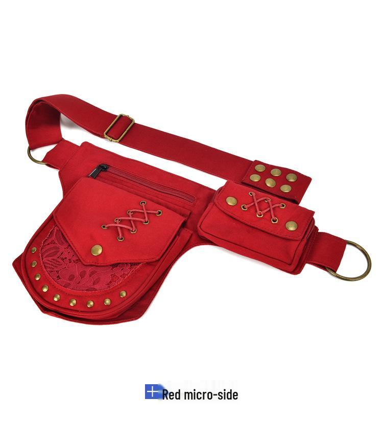 Unisex Retro Rivet Waist Bag: Multi-Functional Crossbody for Outdoor Sports and Phone Storage