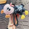 Big Eyes Leather Flower Pendant Funny Keyring with Lanyard Cartoon Keychain  Backpack Key Decor