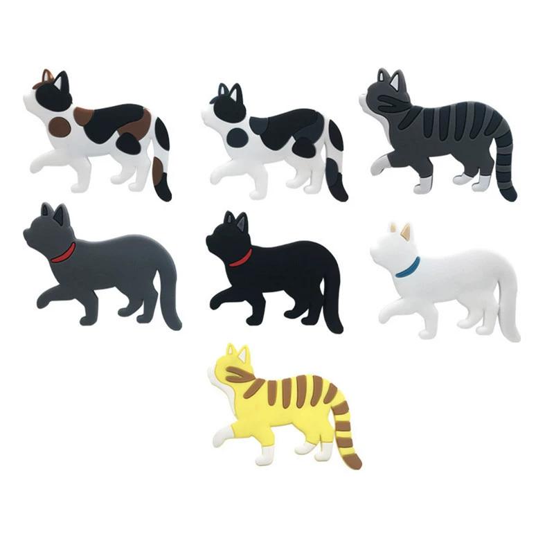Cartoon Cat Design Fridge Magnetic Refrigerator Sticker Hook Bendable Tail Cat Themed Kitchen Accessory Decor Magnetic Hook