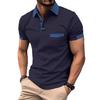 Men's Summer Color Block Pocket Sports Polo Shirt