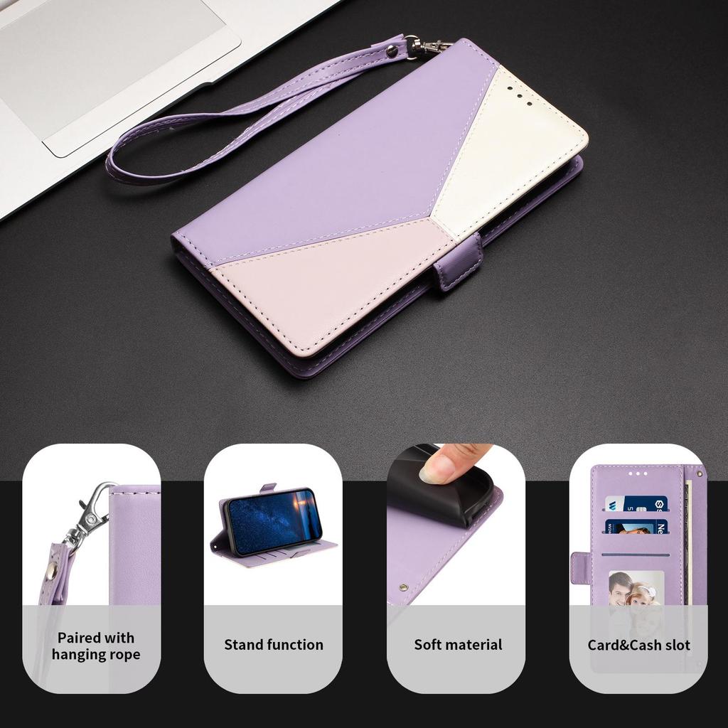 Cubot P80 Leather Case: Three-Color Patchwork Design with Contrast Card Slot for Max 5 5G Protection