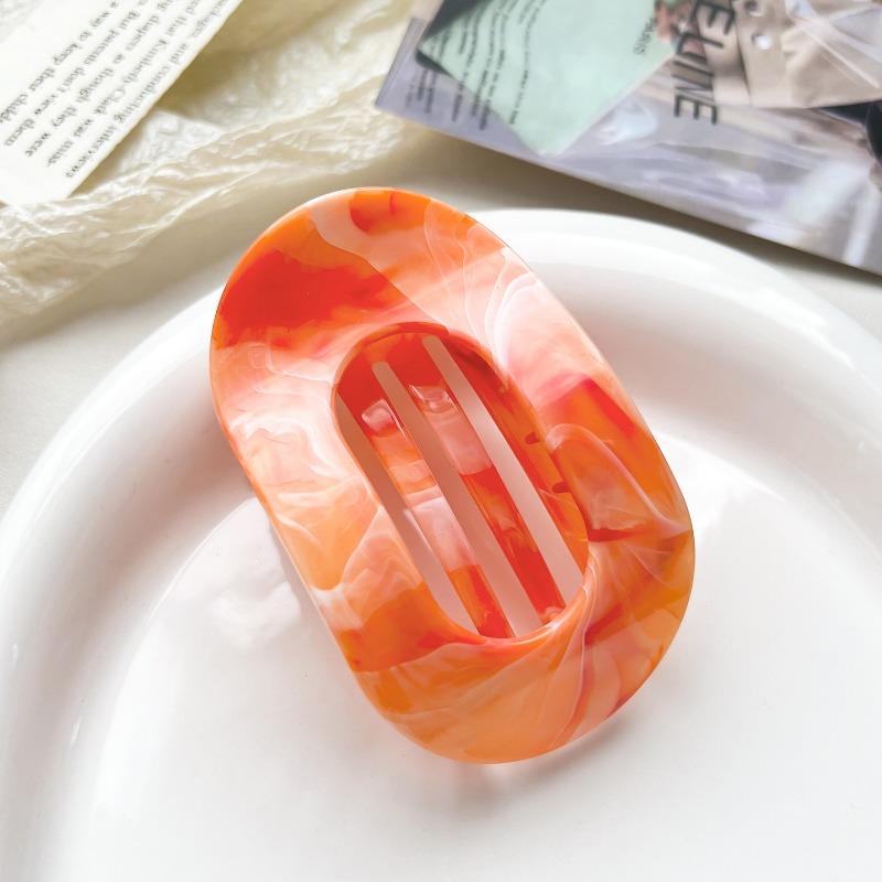Arc-shaped Oval Grab Clip Marble Gradient Color Ponytail Bun Shark Clip High-end Hair Accessory Hair Clip