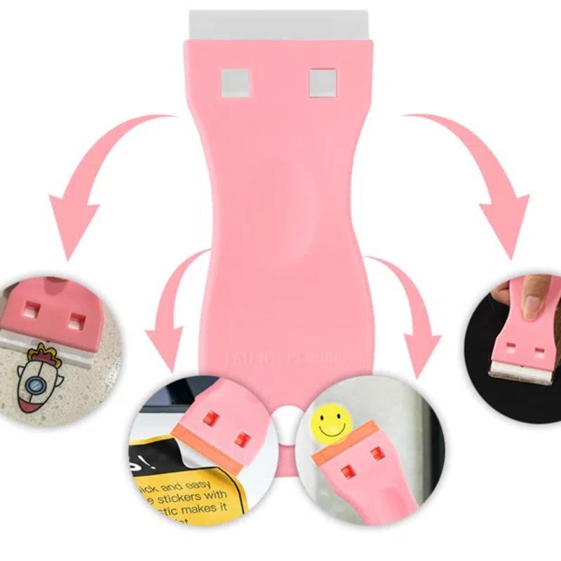 Plastic Razor Scraper with 10pcs Double Edged Plastic Blades Hair Extension Tool for Debris Sticker Label On Glass Windows Removal Scraper Tool