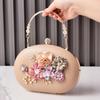 Round White Purses for Woman Flower Luxury Brand Handbag Party Wedding Clutch Female Retro Shoulder Bag for Cell Phone 2025