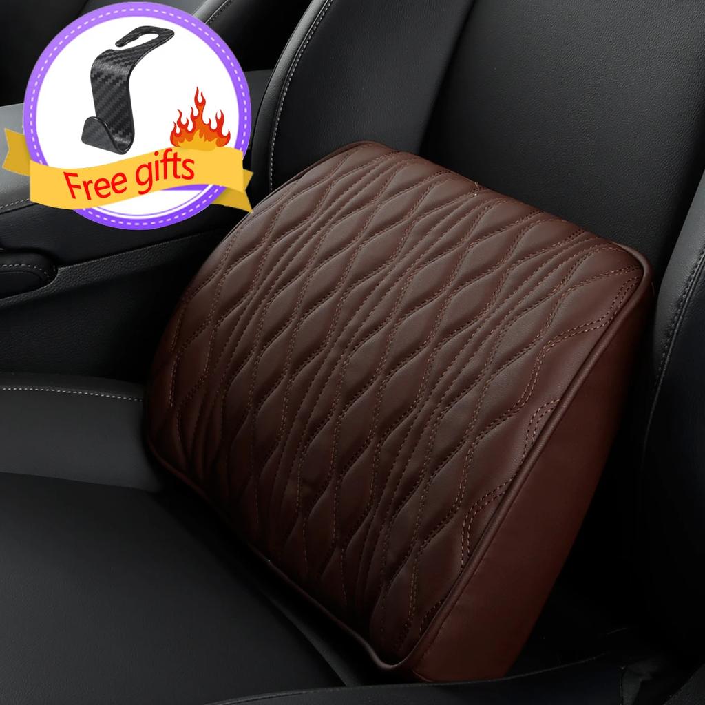 HOT Car Neck Pillow PU Leather Lumbar Waist Support for Seat Memory Backrest Headrest Cushion Auto Gadget Accesorios Interior