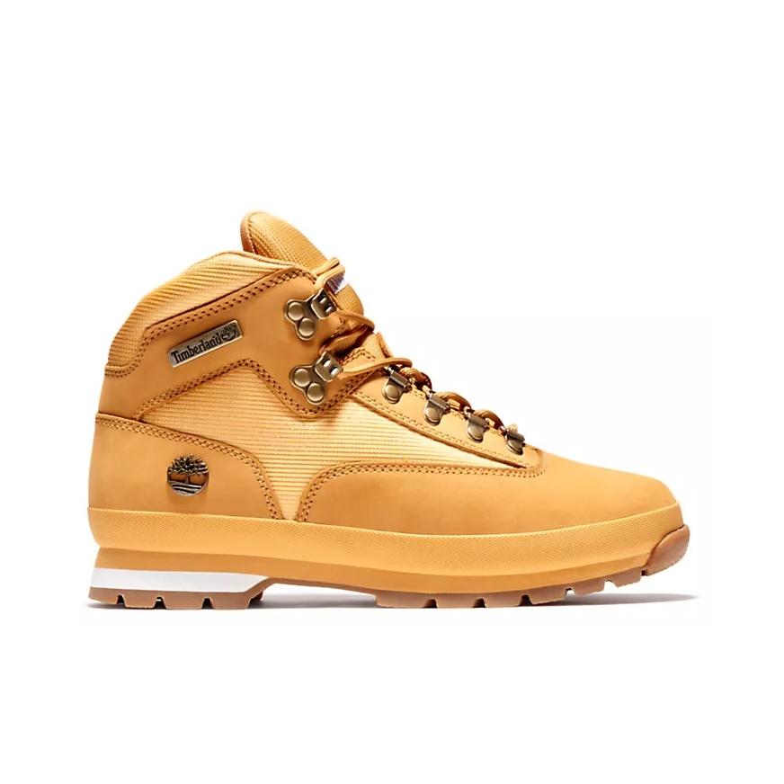 Timberland Euro Hiker Comfortable Leather Shock Absorbing Slip Resistant Durable Mid Top Running Shoes Men Running Shoes Wheat 91566231