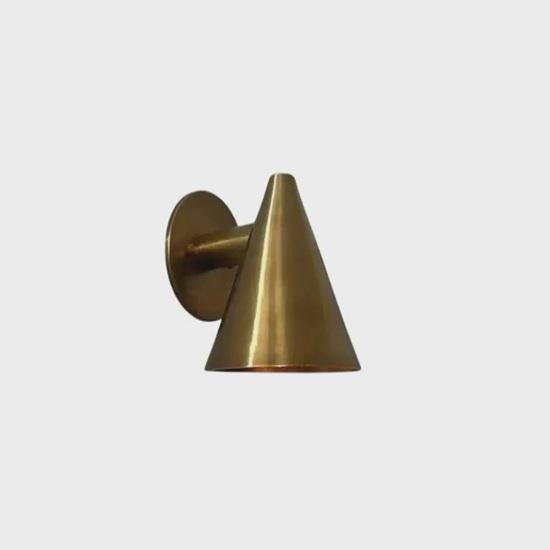 17.78 cm 1950s Mid Century Raw Brass Cone Wall Sconce Italian Hardwired Light Fixture Set of 2 Kitchen Counter, Hallway, Office, Home Decor