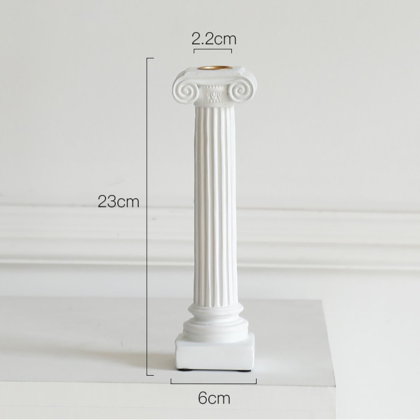 

Retro Solid Color Resin Candlestick Roman Column Candle Holder Antique Candle Stick Rack Home Decor Desk Decorations One Size білий