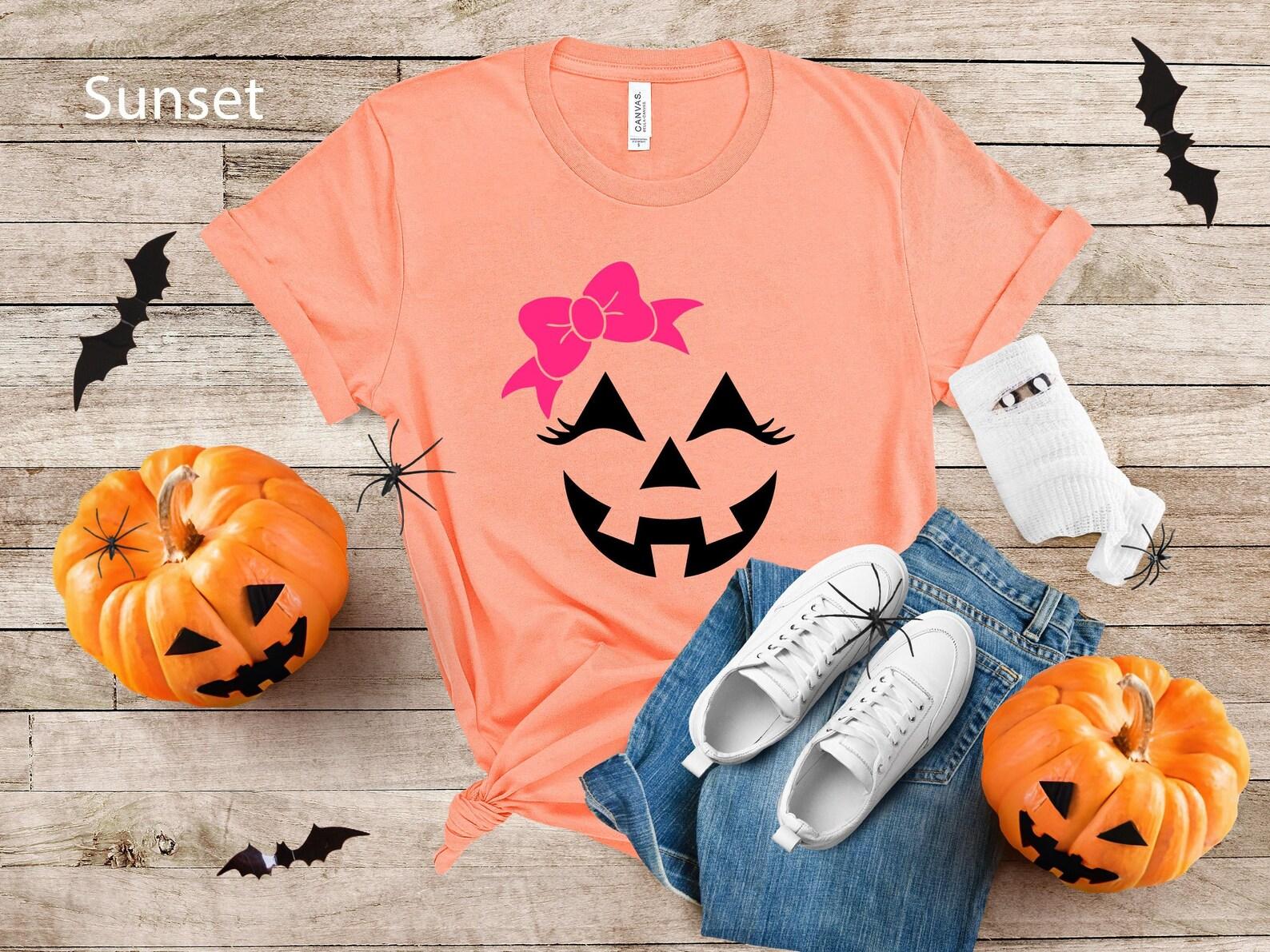 Girly Jack O Lantern T-Shirt | Halloween Pumpkin Tee S