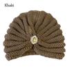 Winter Warm Hijab Caps Soft Turban Cap Fashion Knitted Hats  for Women