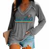Women's Long Sleeved T-shirt V-neck Gradient Letter Printed Casual And Comfortable Top