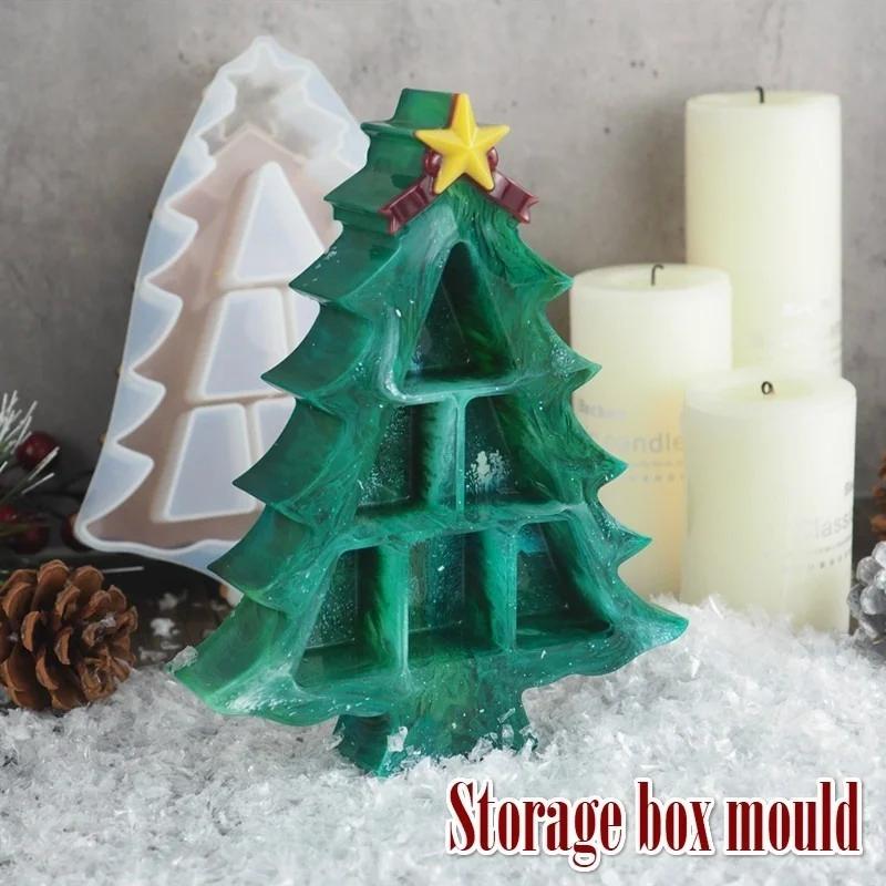 Diy Crystal Epoxy Handmade Creative Christmas Tree Jewelry Storage Box Jewelry Box Crystal Epoxy Silicone Molds Accessories