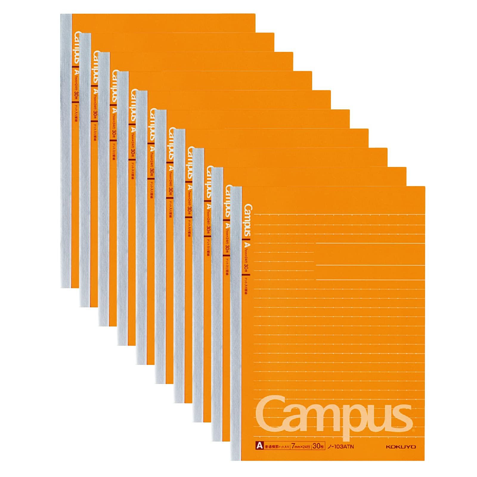 KOKUYO Campus A5 ruled with 30 sheets per Notebook, size, dots, notebook, 10-pack (No. 103ATNX10)